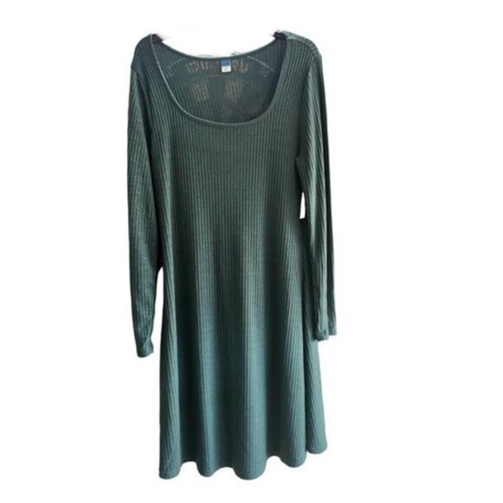 Old Navy NWT size L dark green knit ribbed dress comfort everyday - Picture 1 of 3